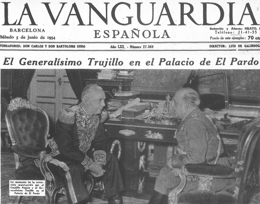 Portada-La-Vanguardia-1954-encuentro-entre-trujillo-y-francisco-franco